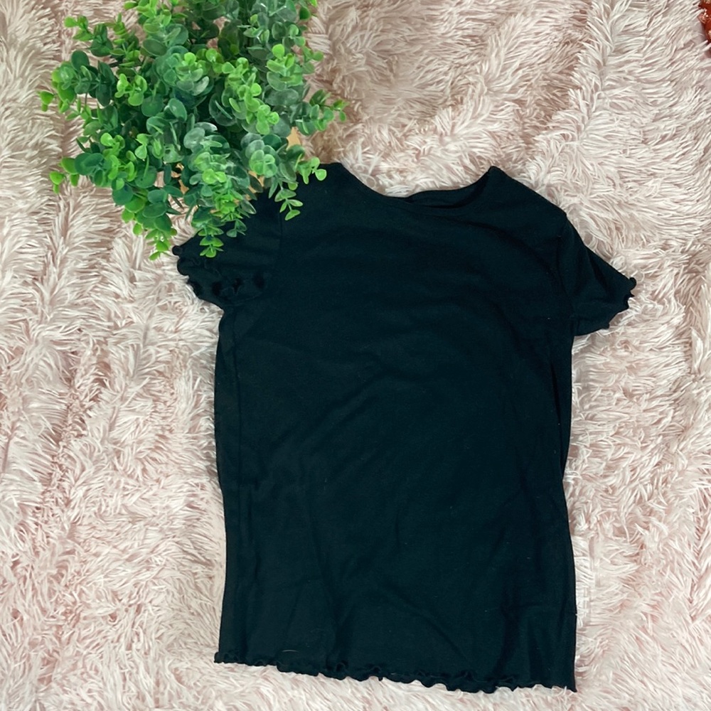 Girls black shirt size 14/16 with fringed sleeves new